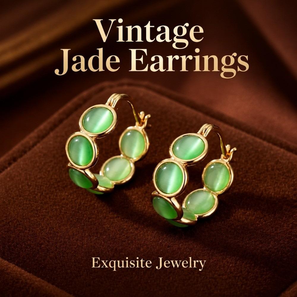 Cat's Eye Stone Cat Eye Hoop Earrings Flower Daisy Drop Earrings Huggie Earrings Women Girls