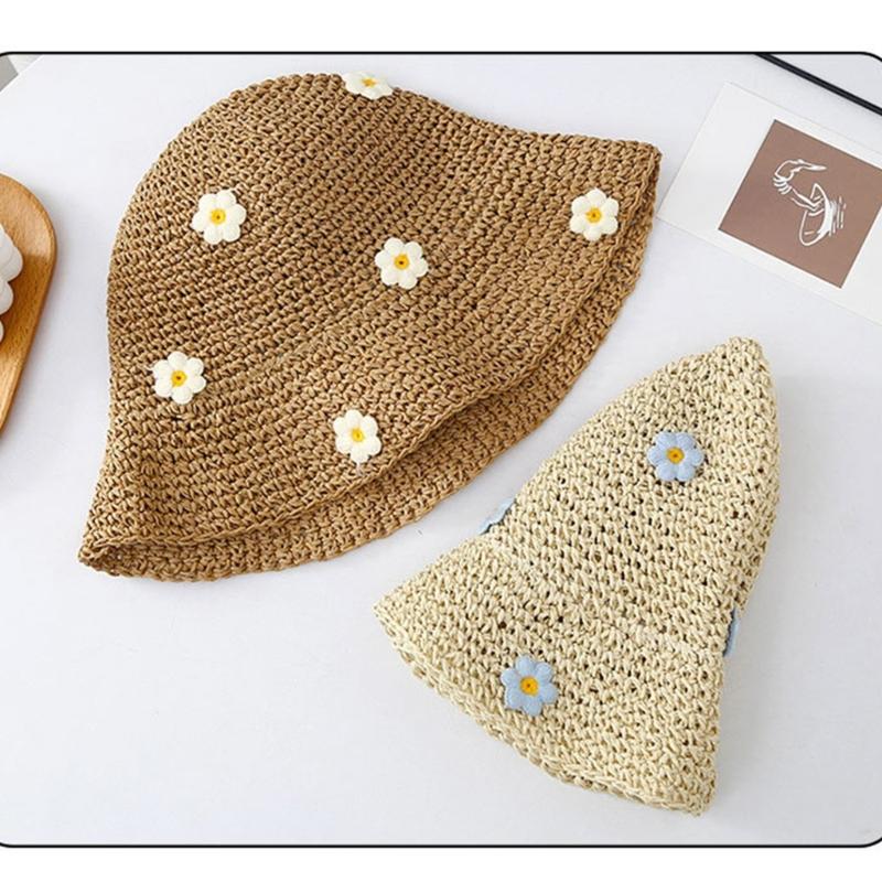 Fisherman Hat Summer Straw Hat with Flower Decoration Perfect for Teens Ladies Seeking Style Comfort