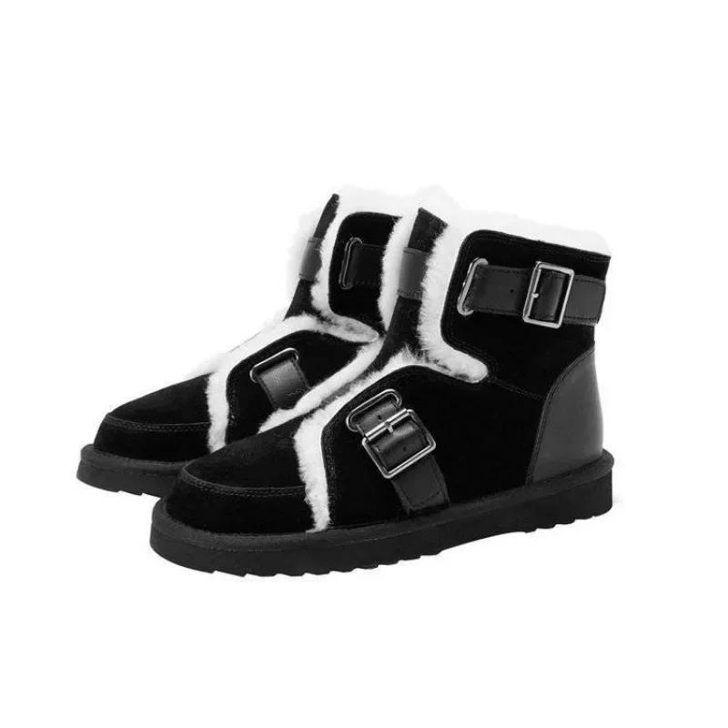 Fashion Shoes for Women Mid Calf Black Suede Platform Half High Womens Snow Boots Elastic Chunky Boot Female Furry Designer Luxury Sale