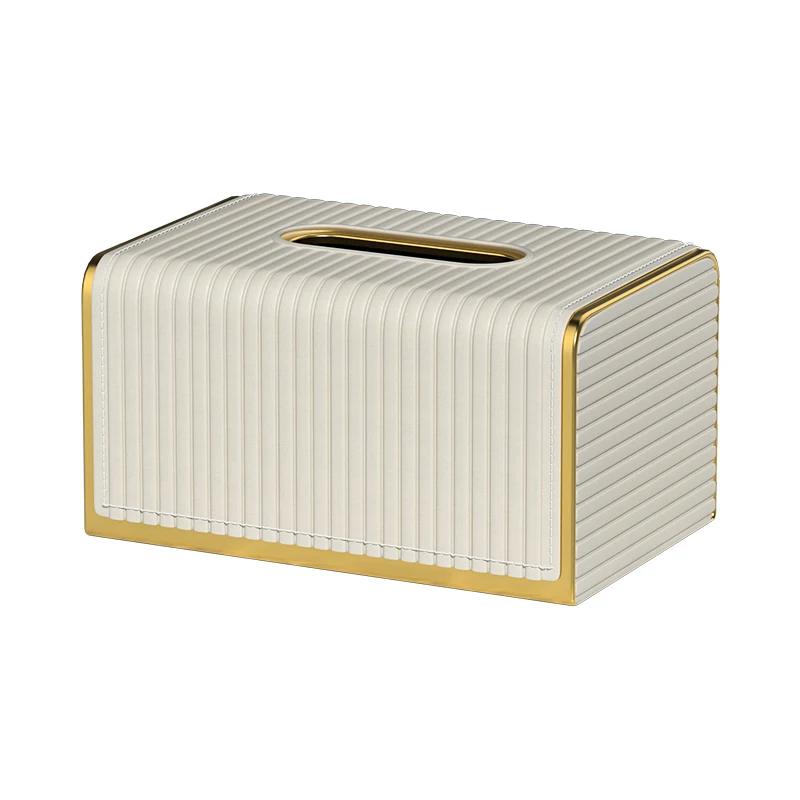 Light Luxury Tissue Box CoverPU Leather Rectangular Tissue Box Holder Organizer for Bathroom Vanity Countertop HomeelOff