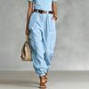 Cargo-Hose Verstellbare Beinöffnungen Volle Knöchellänge Seitentaschen Baggy-Hose Einfarbige Locker geschnittene Streetwear Freizeit-Hose