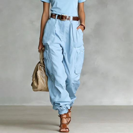 Cargo-Hose Verstellbare Beinöffnungen Volle Knöchellänge Seitentaschen Baggy-Hose Einfarbige Locker geschnittene Streetwear Freizeit-Hose