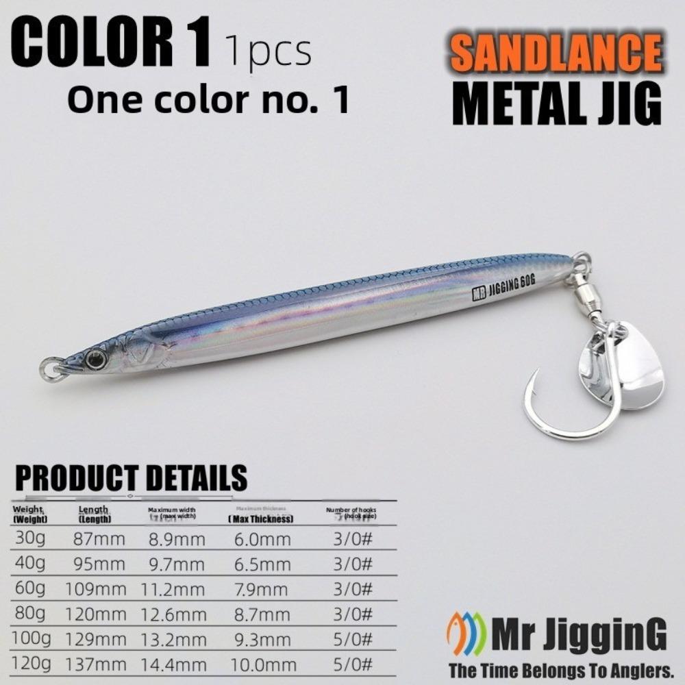 

Metal Material Biomimetic Lure 60g Weight Hairtail Pattern Anchovy Design Saltwater Fishing 40g-Color 1