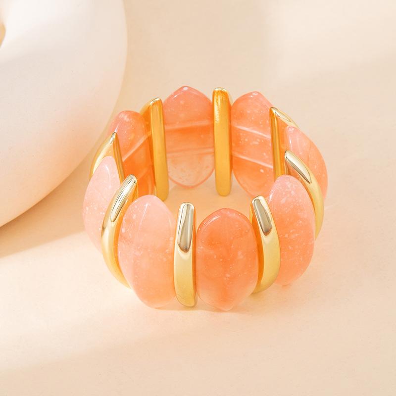 Color Smudged Acrylic Splicing Beaded Elastic Bracelet Exaggerated Bracelet Personalized High-End Jewelry