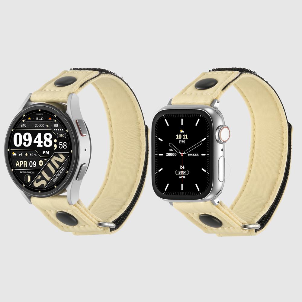 Taimpeullig Packer Apple Watch Strap 6 Se2 Ultra 6 Galaxy Watch 6 Compatible Band - Vanilla