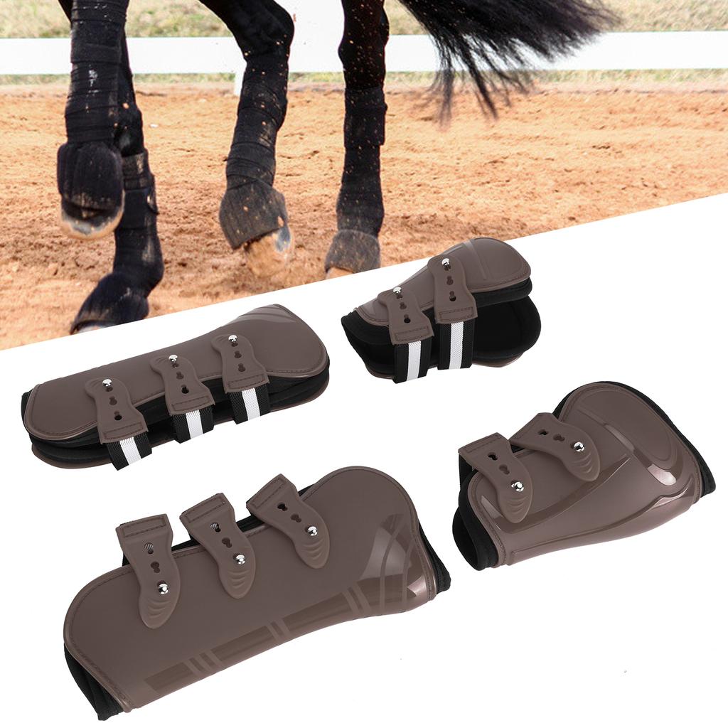 1Set PU Horse Legguard Leg Protector Thickened Leggings with Soft Lining Equipmentbrown M