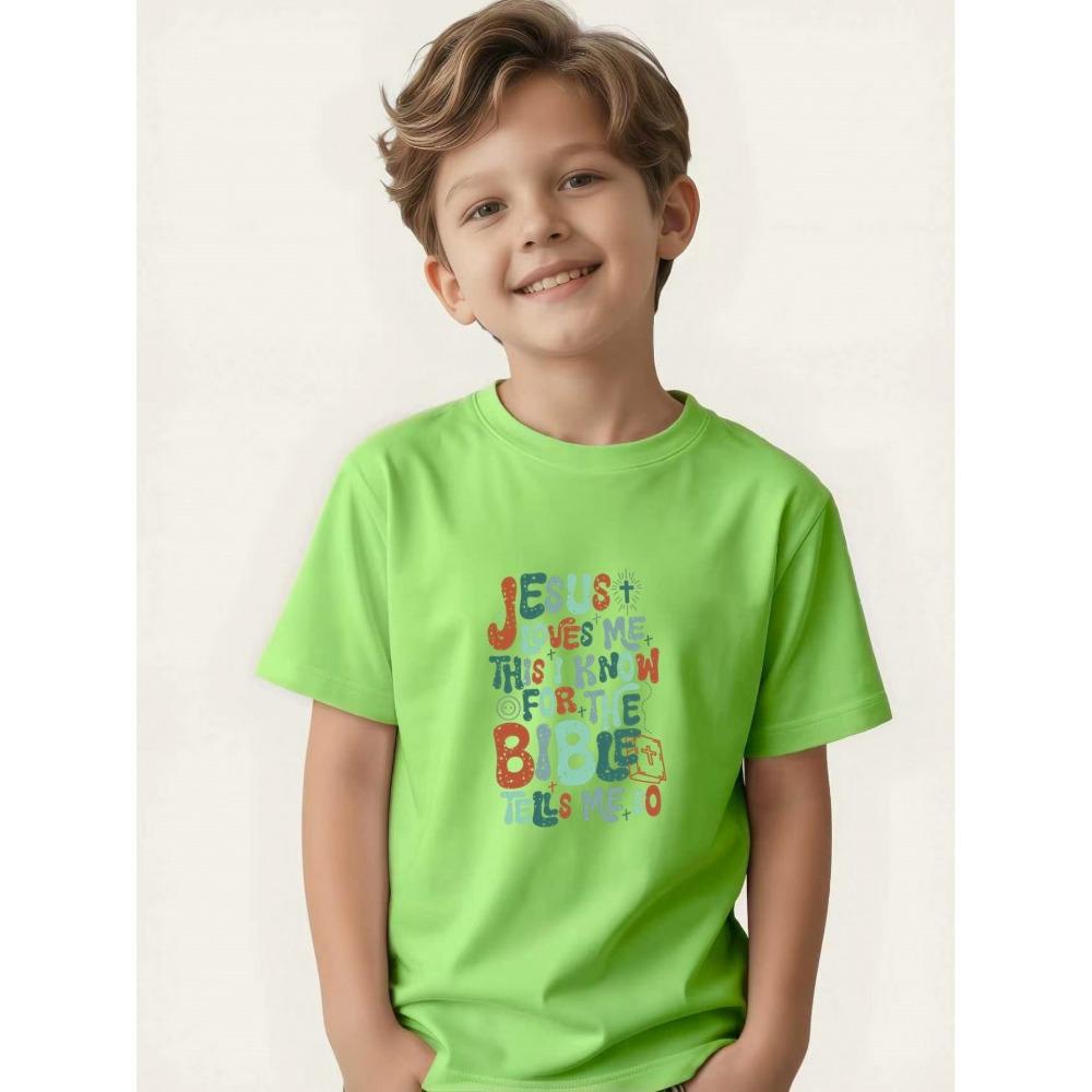 

Printed short-sleeved T-shirt, summer children s top, casual and versatile base layer for medium and large children 100