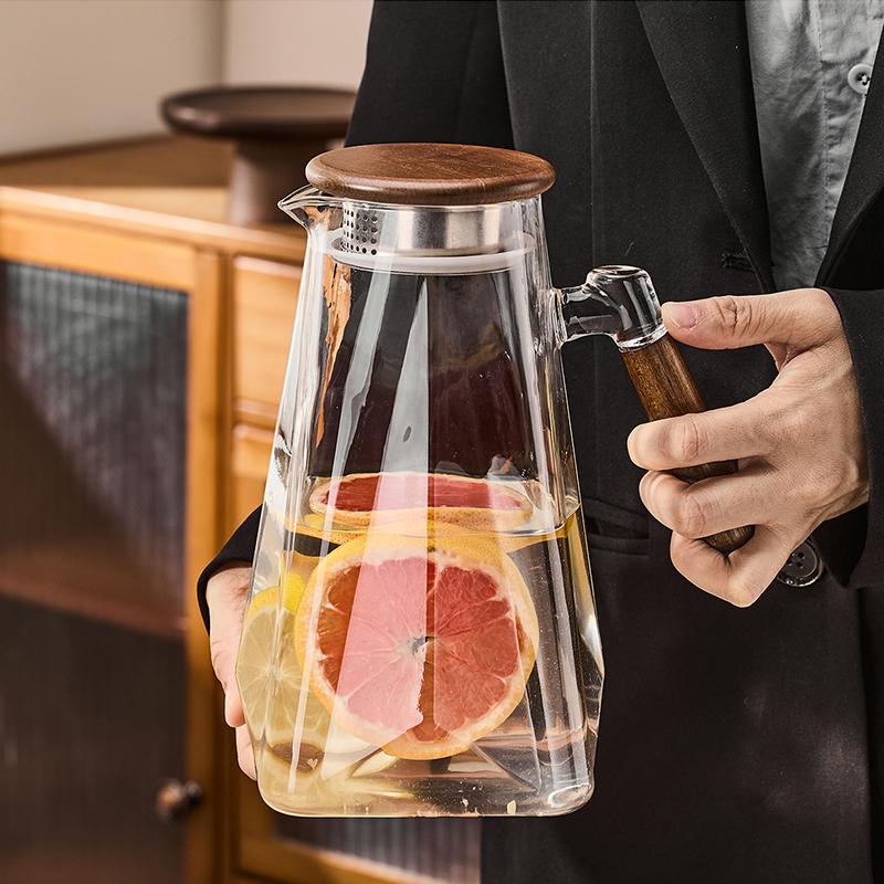 1800ml Cold Water Pot Household Large Capacity High Temperature Resistant Glass Cold Kettle Thickened Cold Water Pot Water Cup