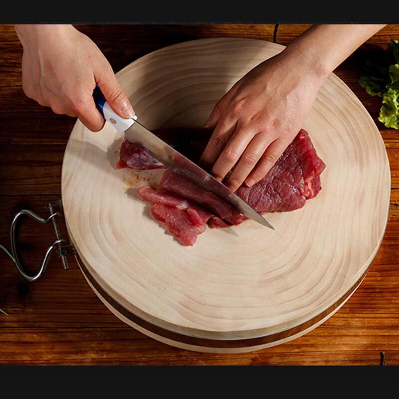 Willow Wood Round Thick Chopping Board with Steel Ring