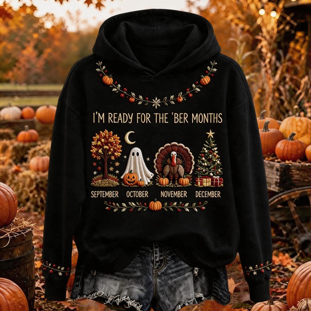 Women's Fall Themed Pullover Hoodie Casual Long Sleeve Sweatshirt for Everyday Wear