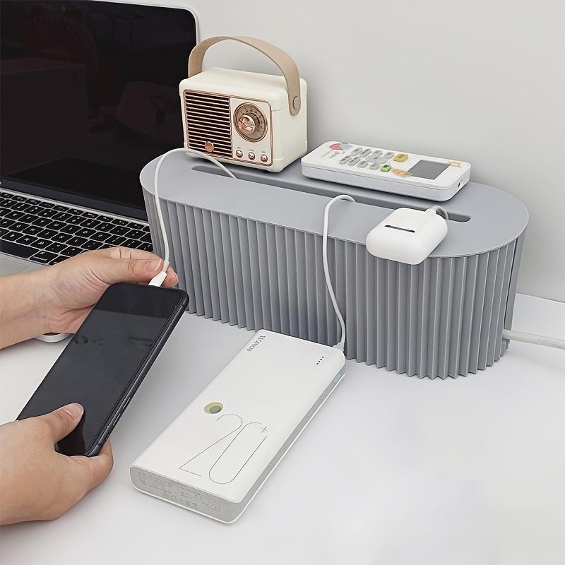 1pc Cable Storage Box with Lid for Office, High Capacity Cord Organizer, Space Saving Desktop Socket Cable Management Box