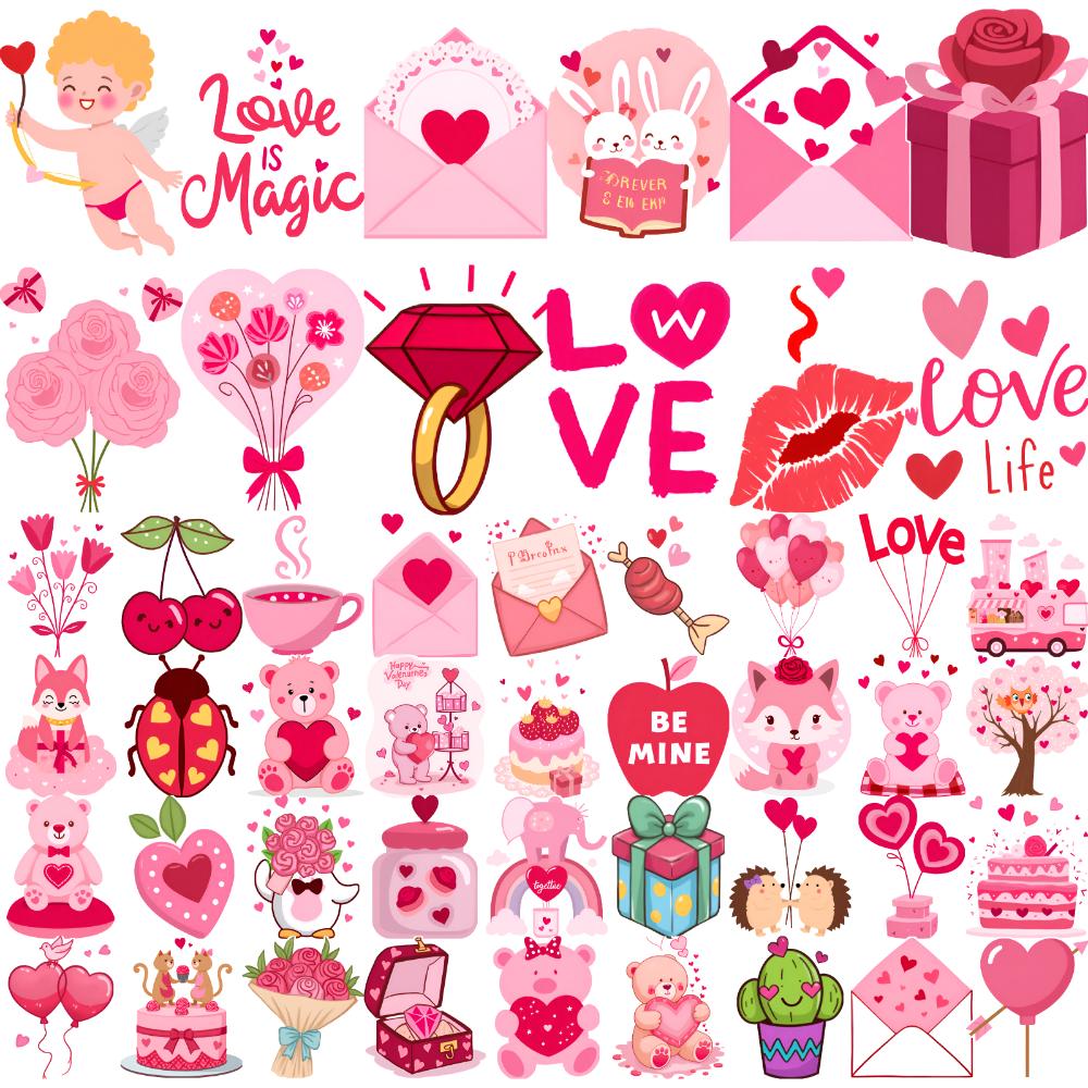54pcs Temporary Tattoo Heart Symbols Temporary Tattoo Stickers Love Icons Waterproof Long-lasting Body Stickers For Cheeks