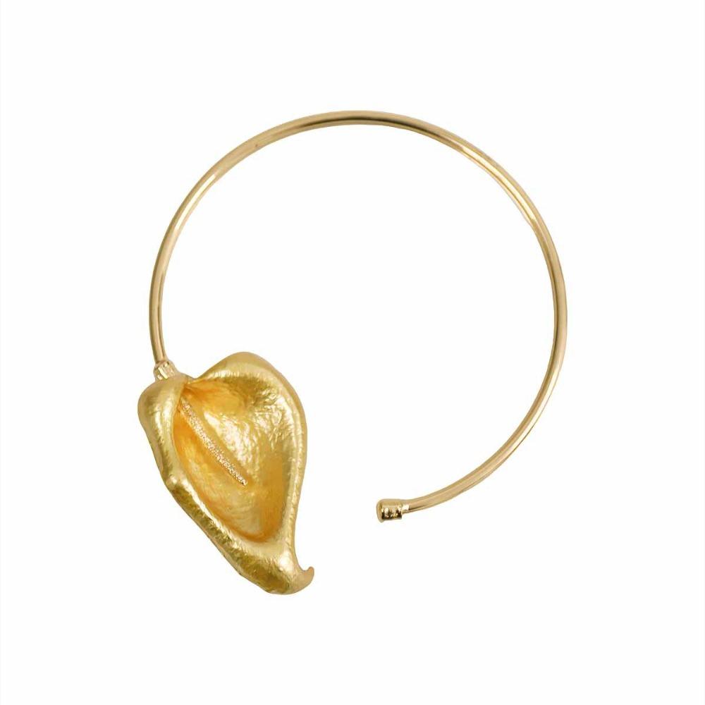 Золотой 3D Цветок Металлический Чокер Лист Золотые Украшения Модный Геометрический Круглый Ошейник Подарок Style 1