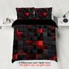 3pcs Red transparent grid visual effects bedding set, suitable for teenagers and adult bedroom,1*duvet cover+2*pillowcase
