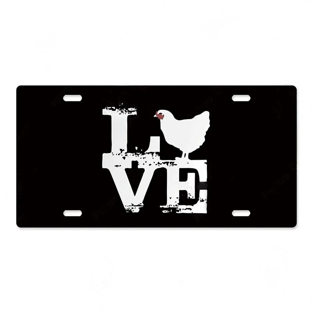 Vintage Metal Chicken Licenses Plate Signs Decor Plaque Metal Decoration for Hen House Door Farmhouse