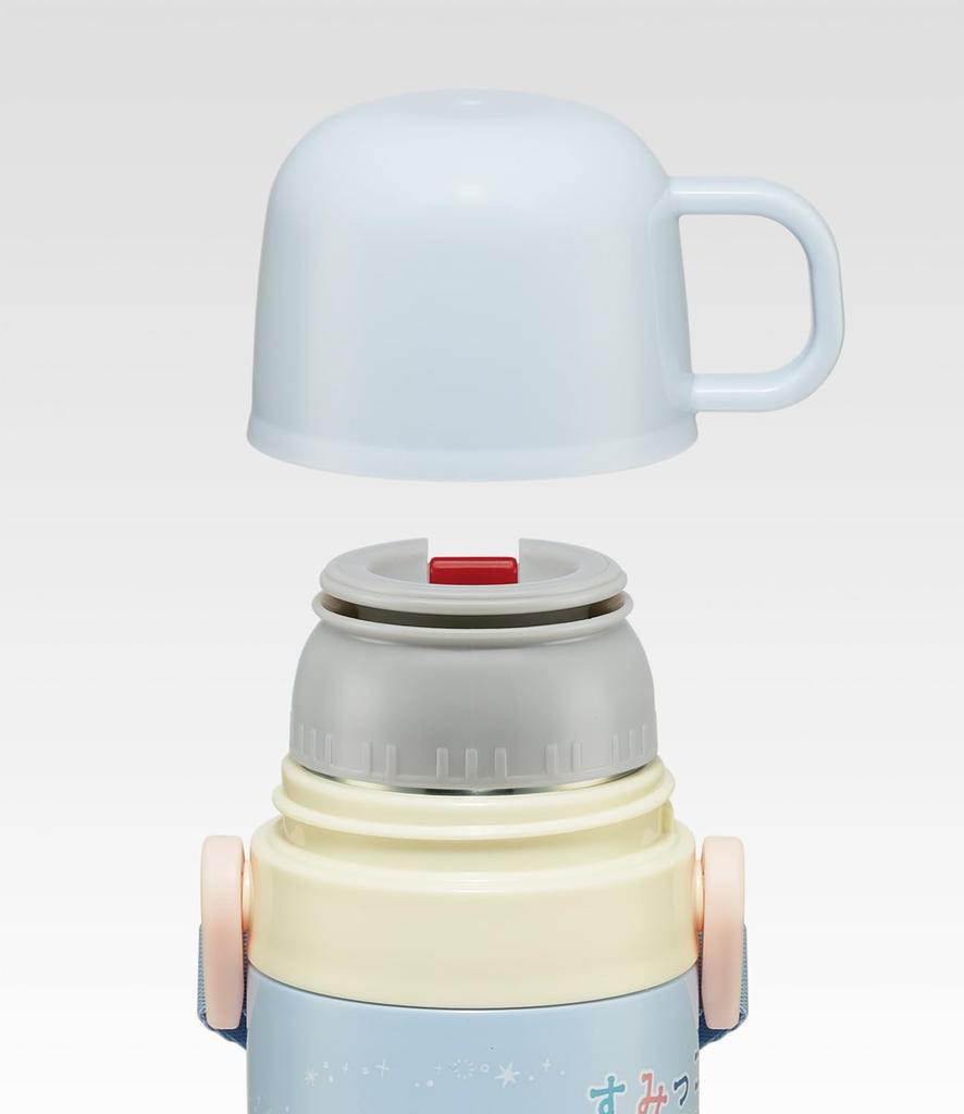 Skater Children's Water Bottle, 2-Way, 420ml (Direct Drinking) or 350ml (Cup Drinking), Sumikkogurashi Polar Bear Hometown Design, Small Capacity,