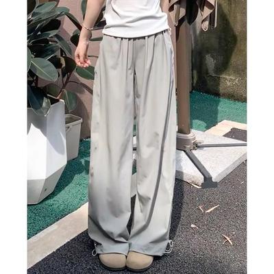 Pantaloni de trening subțiri de vară, largi, cu drapaj, casual, americani, cu talie înaltă, cu uscare rapidă
