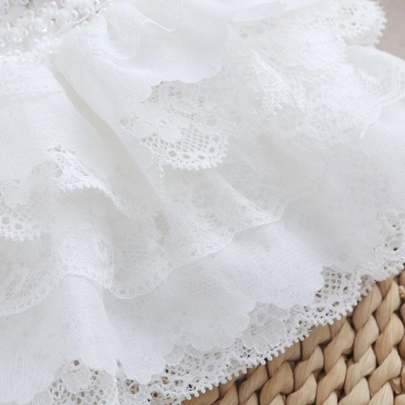 White Lace Faux Sleeves Pair with Gathered Opening for Top Styling Dress Looks and Costume Accessory Wear