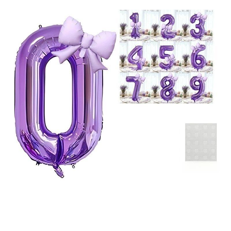 Pink Bows Number Foil Balloons 32Inch Cream Beige Number Digit Balloons with Pink Bows for Birthday Coquette Themed Party Decor