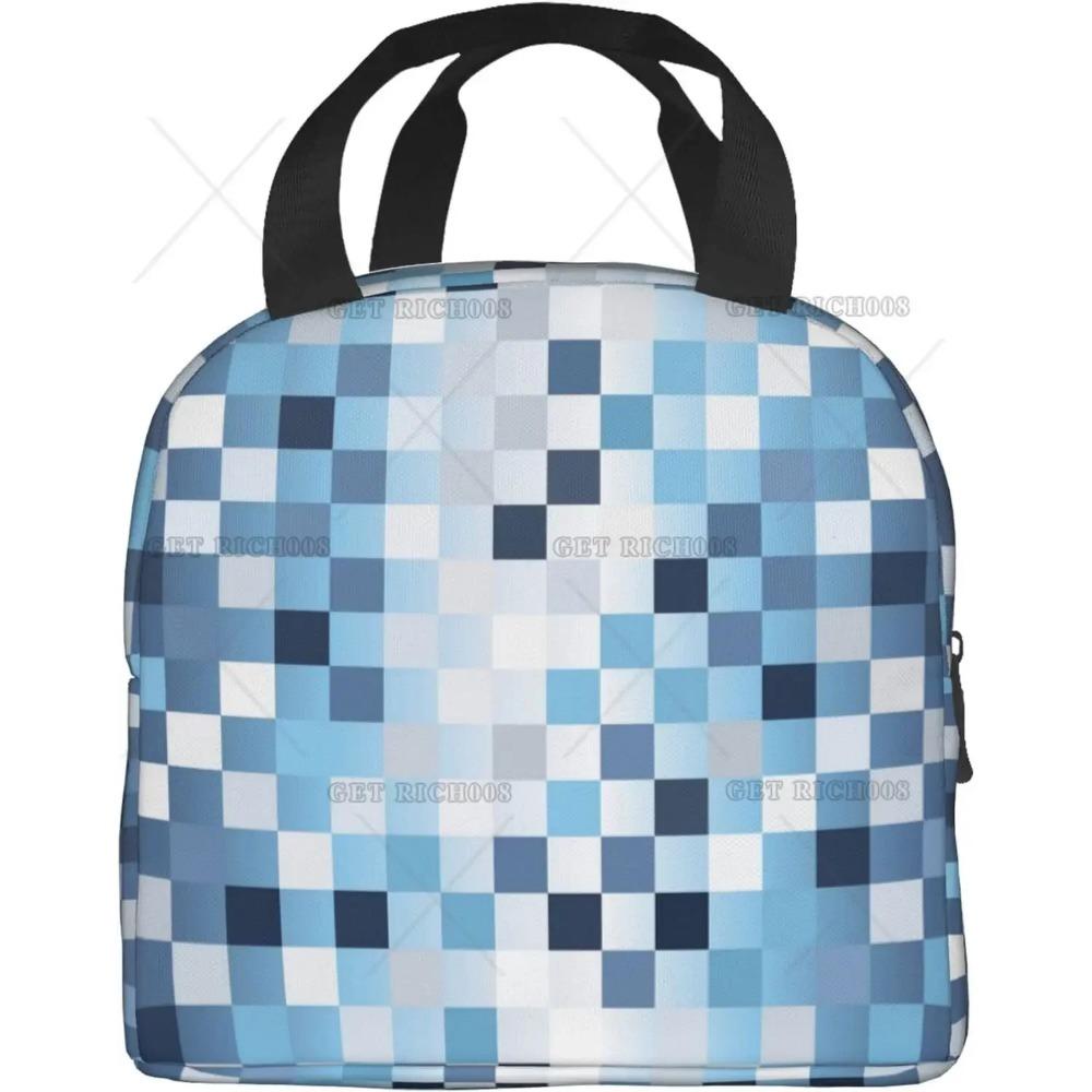 Blauer Pixel Männer Frauen Erwachsene Frohes Thanksgiving Halloween Lunchtasche Snacktasche für Arbeit Büro Outdoor Picknick Wasserdicht