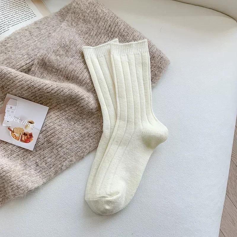 Cashmere Wool Thicken Warm Women Socks Sox New Winter Socks Women Japanese Fashion Harajuku Solid Color Thermal Long Socks