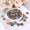50Pcs Mixed Pattern Vintage Flower Wooden Buttons 20mm Assorted Buttons 2 Holes Sewing Random Flower Painting Buttons