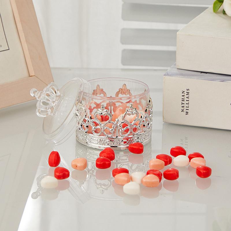 12Pcs Plastic Candy Box Golden Silver Crown Swan Transparent Packaging Candy Box Birthday Wedding Candy Box Party Supply