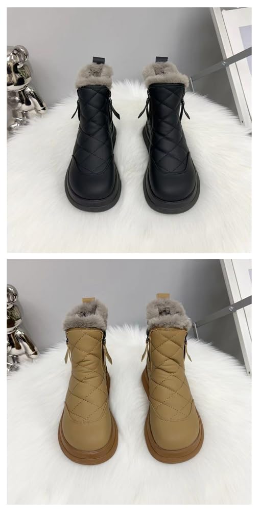 MiraiHiraki Snow Sheepskin Boots with Inner Short Winter Zipper Cold Weather Winter Shoes Women's Boots, Fur, Boots, Boots, Boots, Boots, Non-Slip