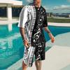 Men's Pattern Music Note 2-piece T-shirt Shorts Round Neck Casual Set Comfortable Outdoor Vacation Daily 3D Printed T-shirt Set