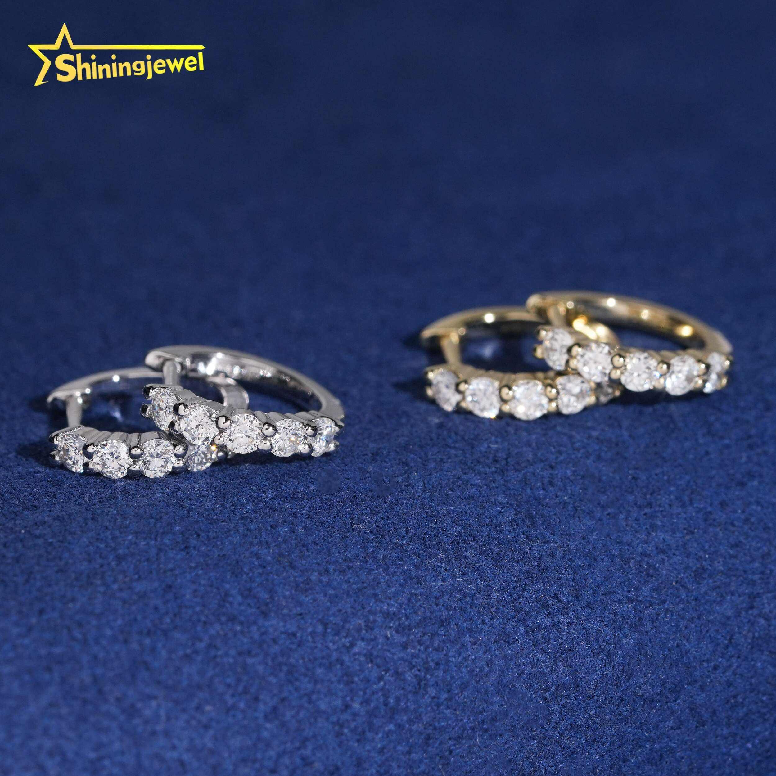 Top Quality Hot Selling Hip Hop Daily Wear 925 Sterling Silver Lab Grown Diamond Hoop Earrings серебряный