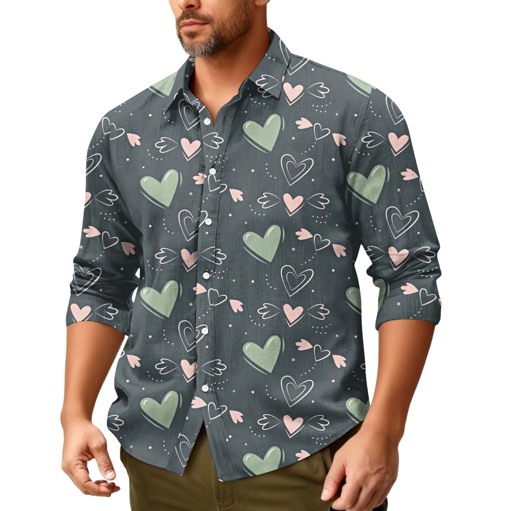 Lässiges, locker sitzendes Langarmhemd für Herren, modisches Revershemd