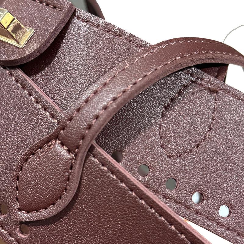 Woven Handbag Handle Bag Handle Diy Bag Accessories Buckle Pu Handle Retro Perforated Double Handle Solid Color Bag Handle