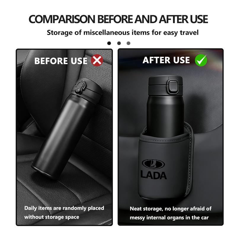 For Lada Leather Car Water Cup Holder Interior Drink Rack Organizer Accessories Xray Granta Largus Kalina Largus Priora SamaraWW3