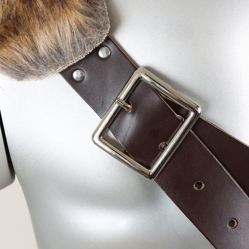 Middelalder Viking Berserker Rustning med Pels Skulderplate Vintage Tilbehør Scene Rollespill Rekvisitter Rollespill Tilbehør