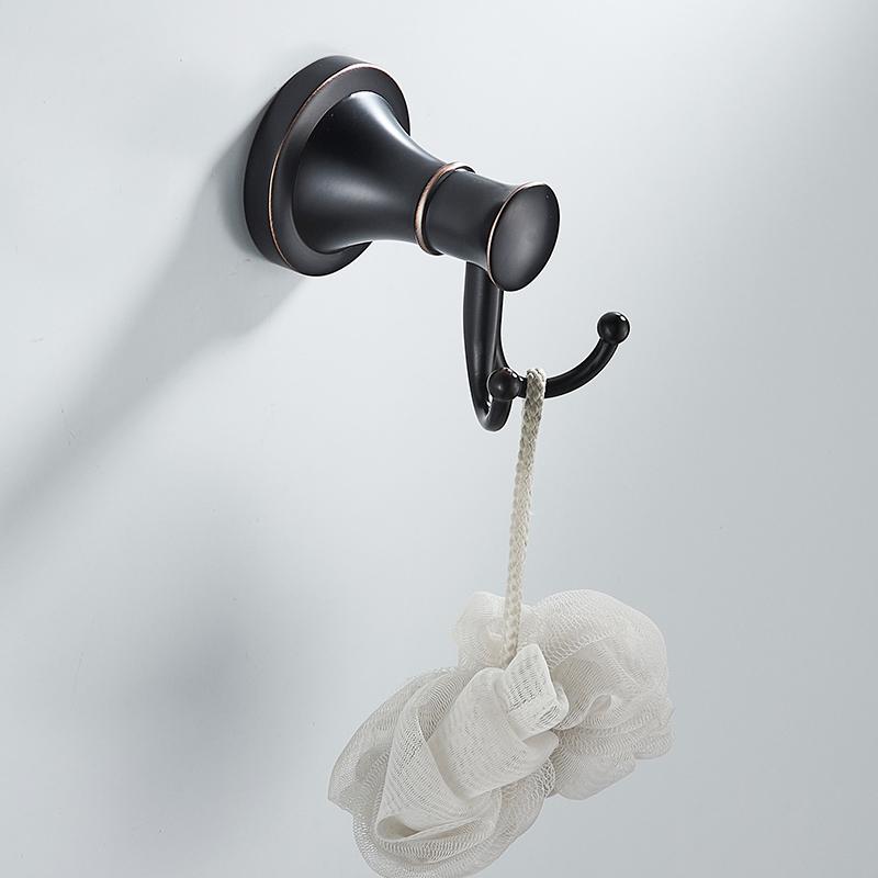 Bathroom Bath Toilet Paper Holder Robe Hook Bathroom Retractable Towel Hanging Rod Black Zinc Alloy EL852