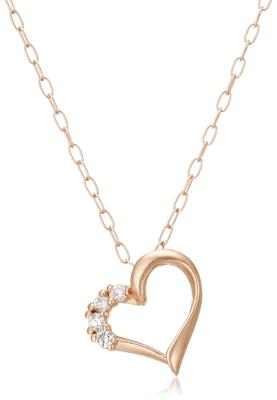 Di CHIARO DI DIAMANTE K10 Růžové zlato x náhrdelník s diamantovým srdcem CHD0048 [Carlo Diamante]