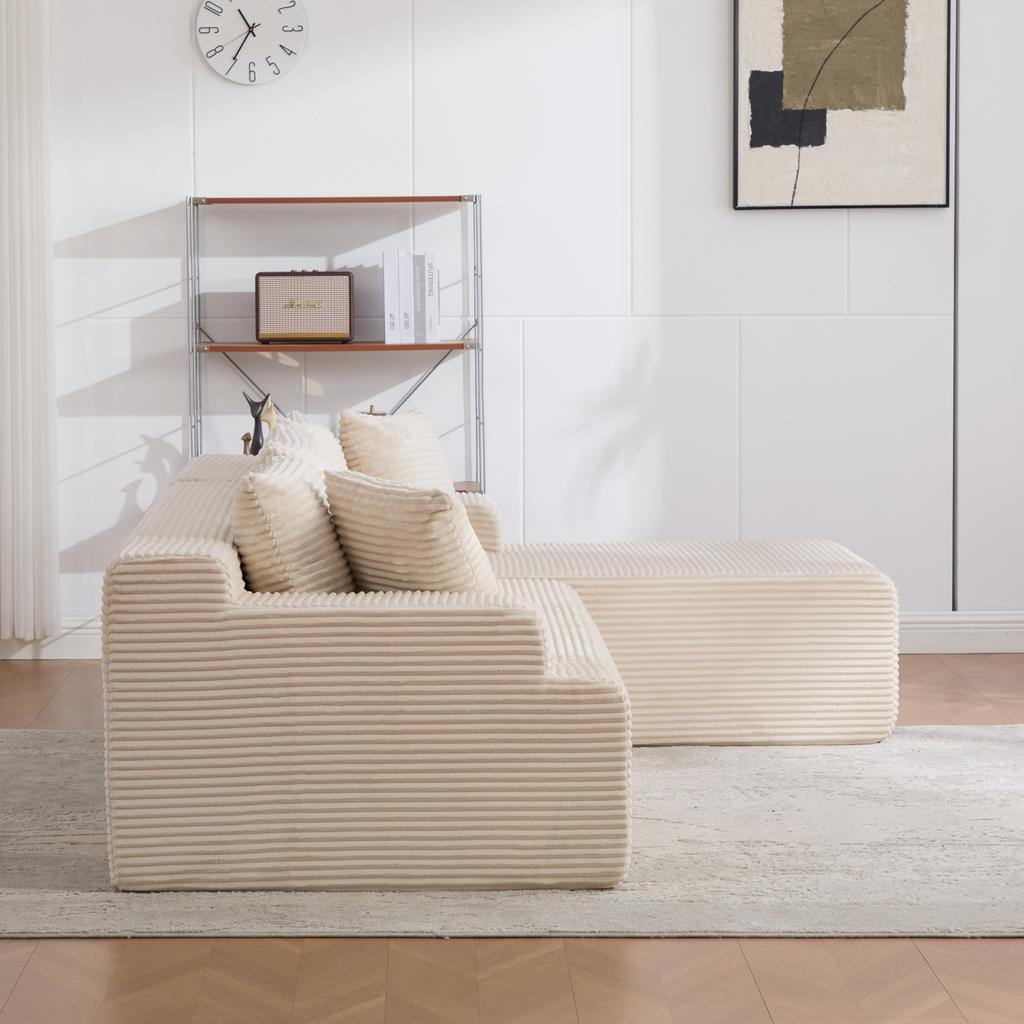 Modular Compression Sofa made of Chenille Fabric, filled with 30D High-Elastic Foam, Non-Slip Bottom, Ideal for Living Room and Other Rooms. BEIGE