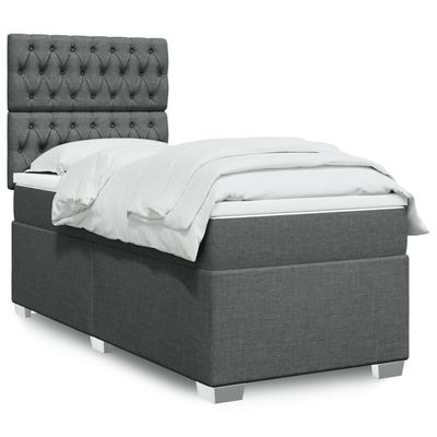 Vidaxl Continental Bed With Mattress, Dark Grey Fabric 100X200 Cm