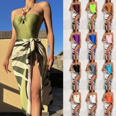Nieuwe Sexy Push Up Een Stuk Badmode Vrouwen Retro Print Biquini Rok Cover Up Monokini Braziliaanse Zwempak Jurk