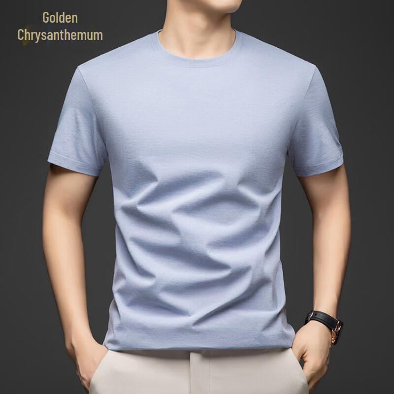 Jinjuan Men's Solid Color Cooling Breathable Round Neck T-Shirt