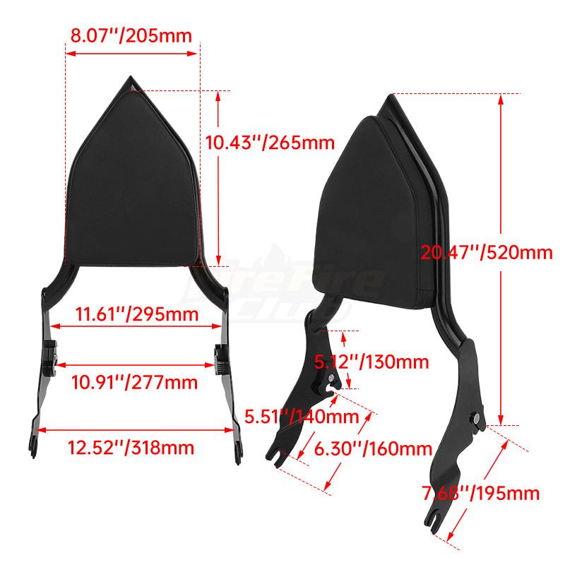 Motocykl Černá Odnímatelná opěrka pro spolujezdce Sissy Bar pro Harley Touring Road King Glide Street Electra Glide CVO 2009-2022