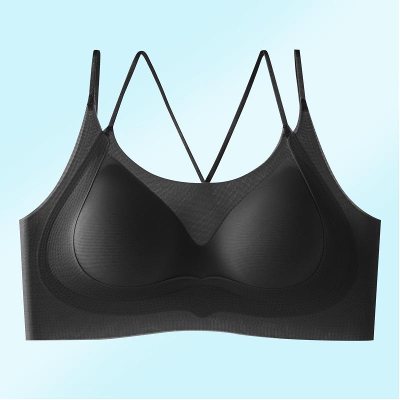 

Summer Seamless Double-Strap Cross Back Uplift Wire-Free Camisole Bra L (for 95-110 jin) чорний