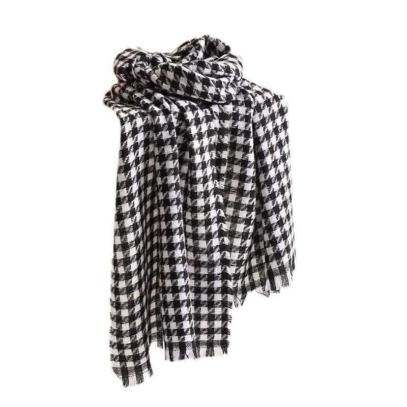 New Winter Houndstooth Scarf for Women Versatile Korean Imitation Cashmere Scarf High End Couple Scarf  Neck Scarf