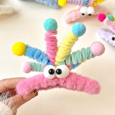Yousheng Women Hair Claw Cartoon Shape Strong Grip Shark Hair Clip with Big Eyes Decor Plush Back Head Hair Clamp