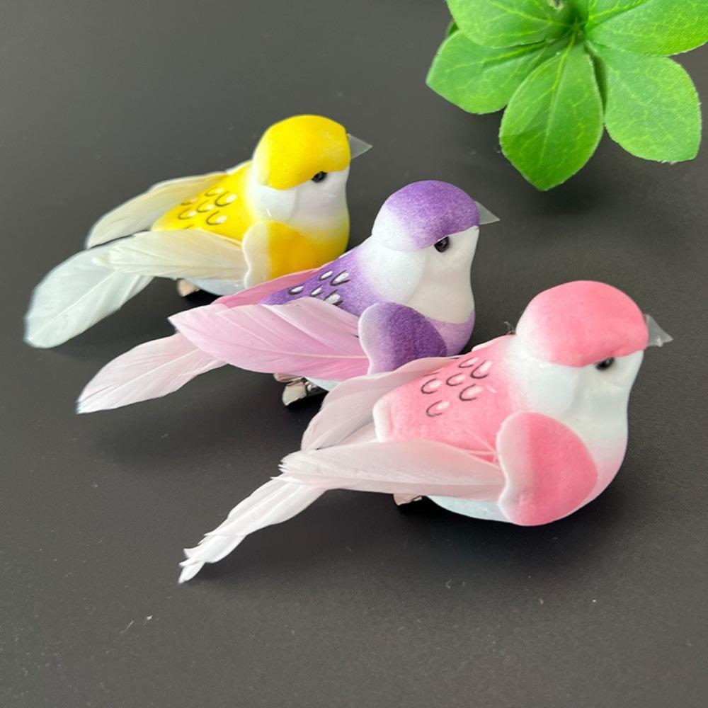 6PCS Statue Fake Bird Christmas Tree Figurines Decor Xmas Model Birds  For Wedding Christmas Home