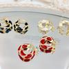 Leopard Print Enamel Circle Earrings - Drip Glaze French Chic Ear Cuffs for Women