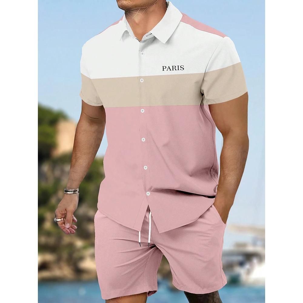 2026 Summer New Men's Short-sleeved Shirt And Beach Shorts Set Running Men's Shorts Everyday Urban Fashion Men's Casual Shirt