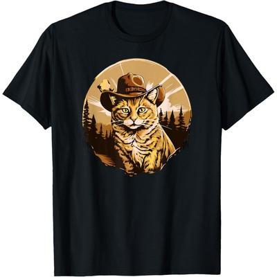 Funny Western Cat Wearing Cowboy Hat T-Shirt