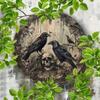 Gothic Raven Metal Art Mystical Forest Wall Decor Indoor Outdoor Hanging Plaque