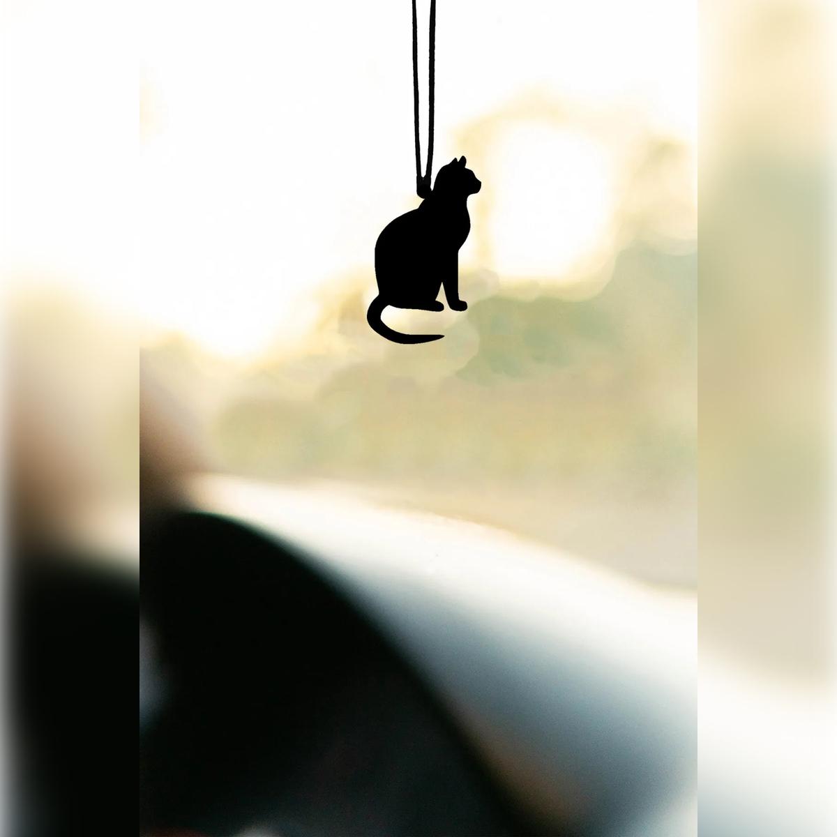 

Metal Cat Motif Rearview Mirror Ornament Car Accessory